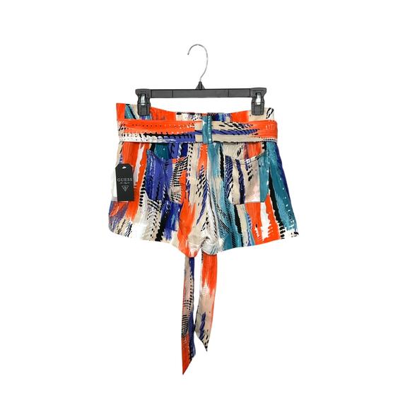 NWT Guess Womens Shorts Funky Multicolor Size 29 Medium Removable Tie - Picture 2 of 5